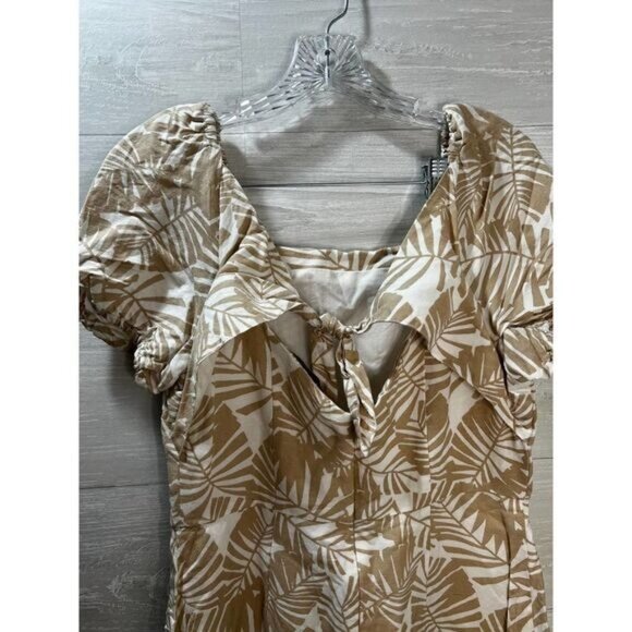 LOFT Fit and Flare Linen Dress Palm Print Size 4 - Picture 8 of 11
